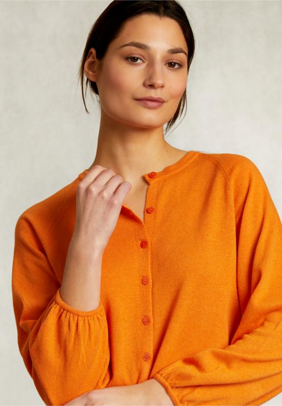 Orange Cardigan With Buttons - Orange