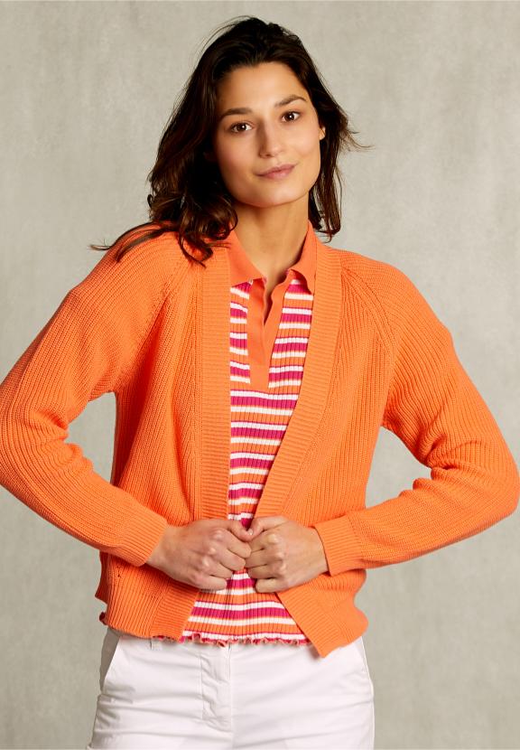 Orange Basic V-Neck Cardigan - Orange