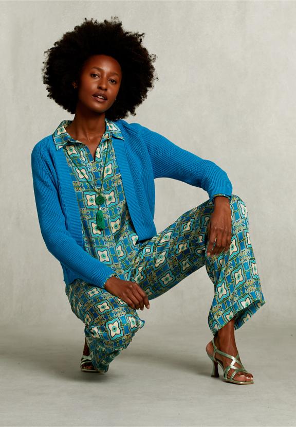 Petrol Basic V-Neck Cardigan - Bleu
