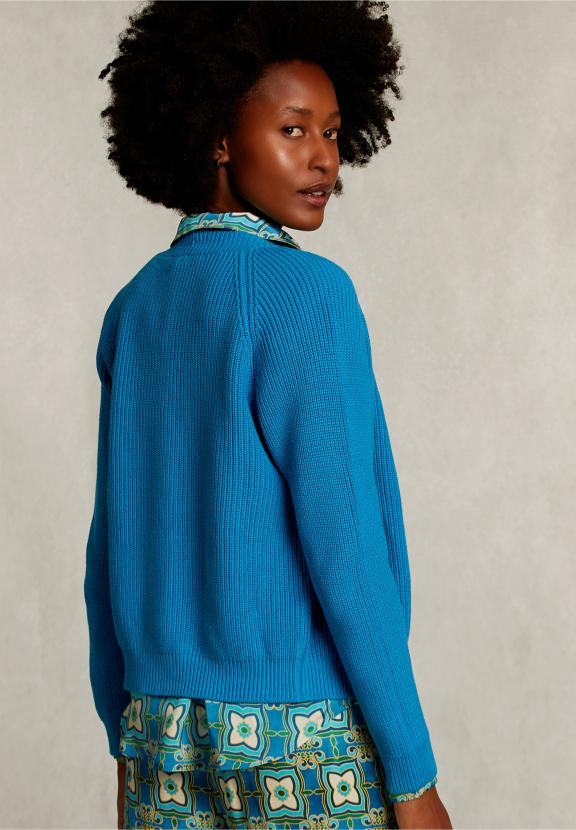 Petrol Basic V-Neck Cardigan - Bleu