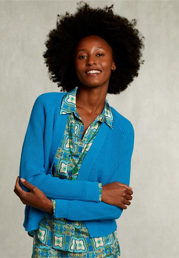 Petrol Basic V-Neck Cardigan - Bleu