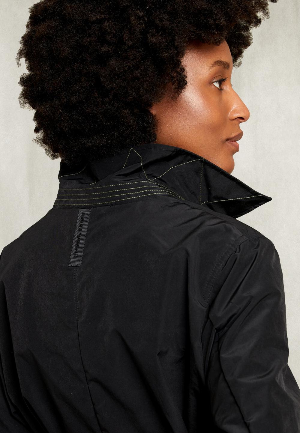 Black Parka Back Pleat With Button - Noir