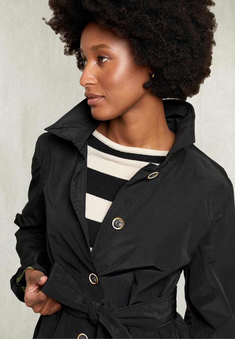 Black Parka Back Pleat With Button - Noir