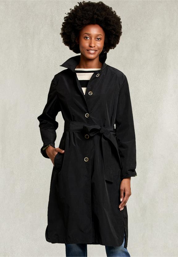 Black Parka Back Pleat With Button - Noir