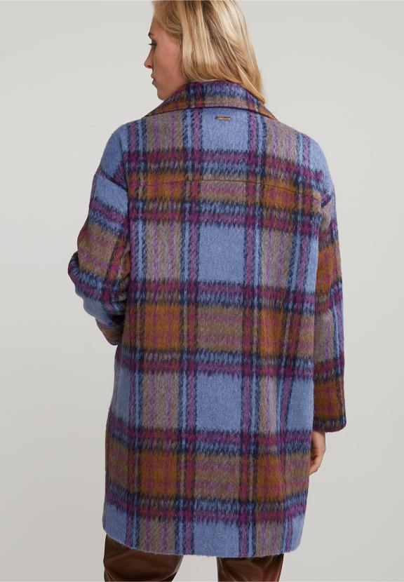 Multi Checked Coat - Bleu