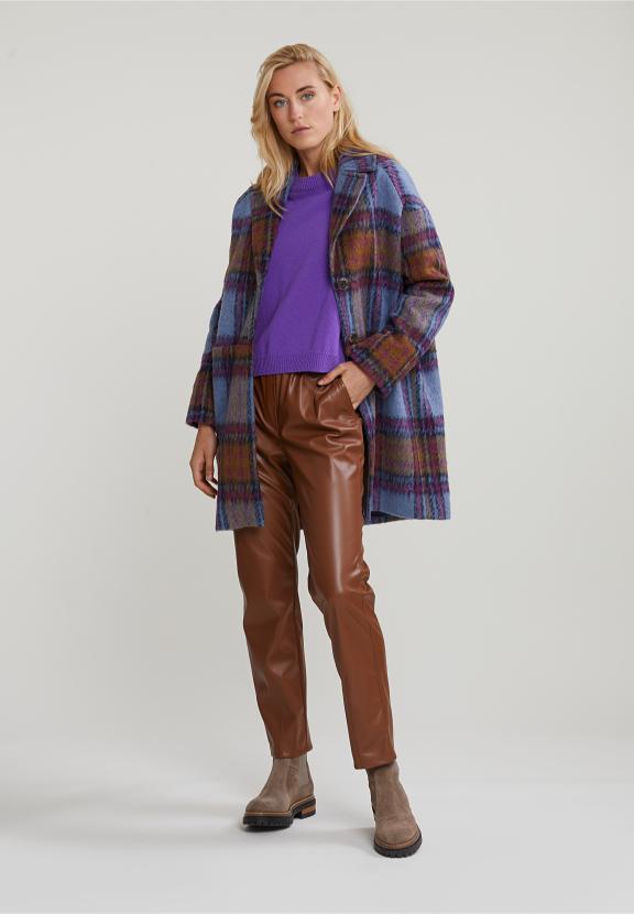 Multi Checked Coat - Bleu