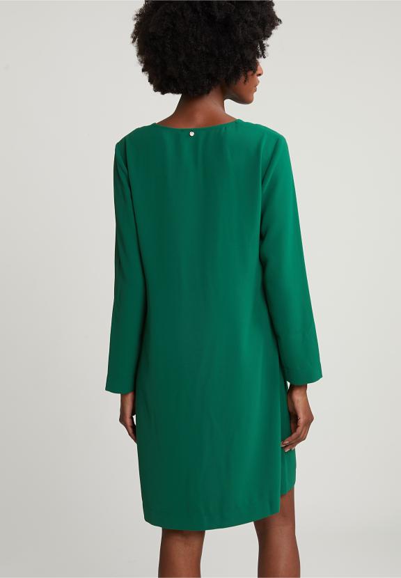 Green V-Neck Dress Long Sleeves - Vert