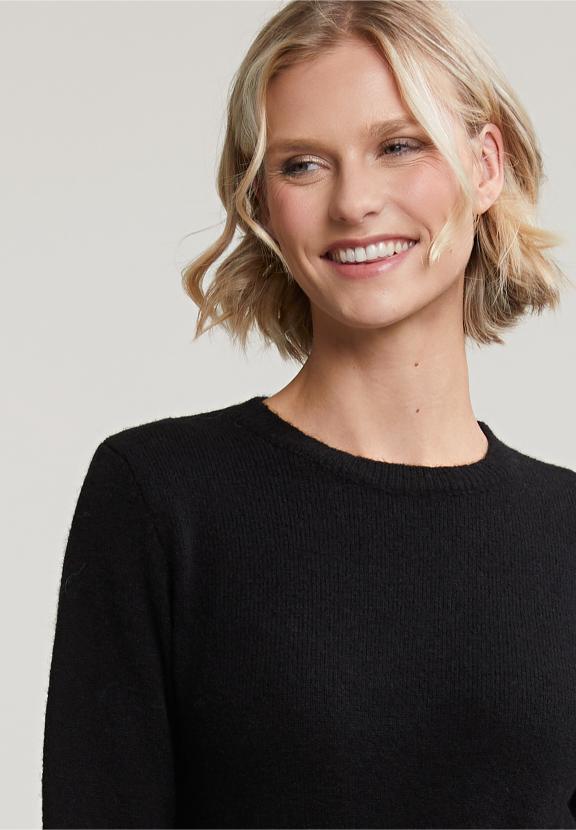 Black Long Crew Neck Dress - Noir