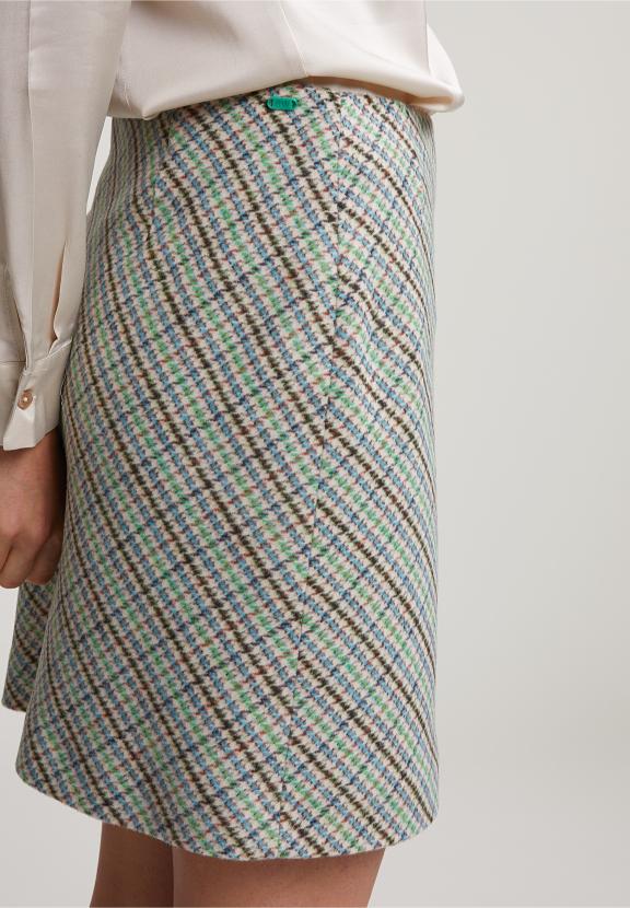 Multi Checked Short Skirt - Marron