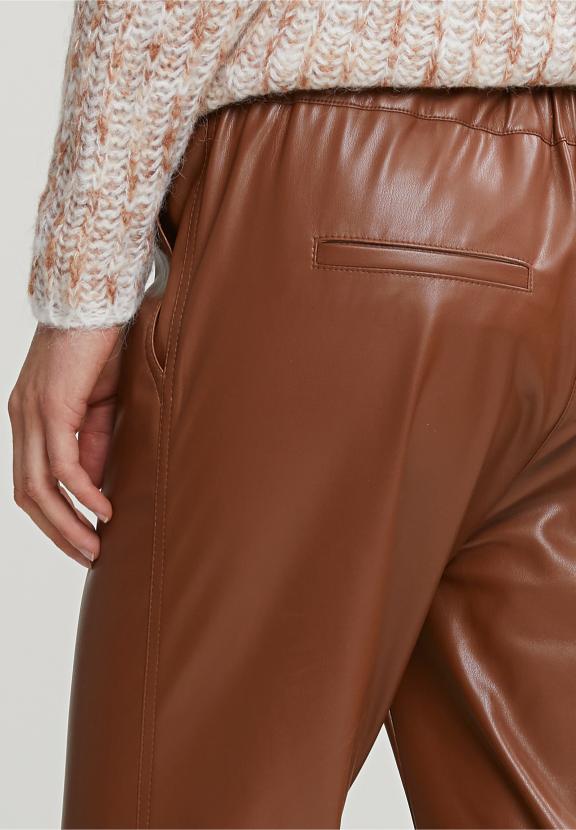 Brown Vegan Leather Pants - Marron