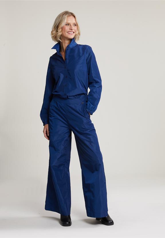Blue Taffeta Loose Pants - Bleu