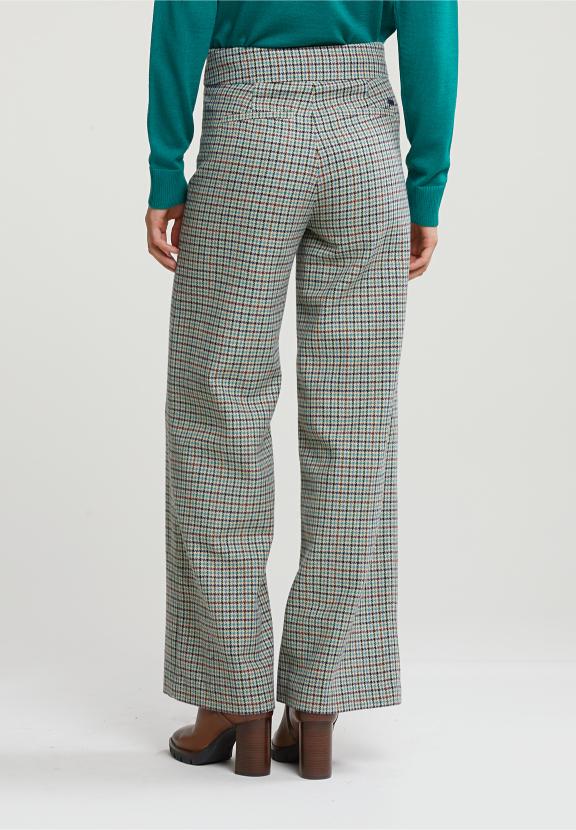 Multi Checked Wide Leg Pants - Multi