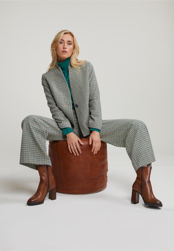 Multi Checked Wide Leg Pants - Multi
