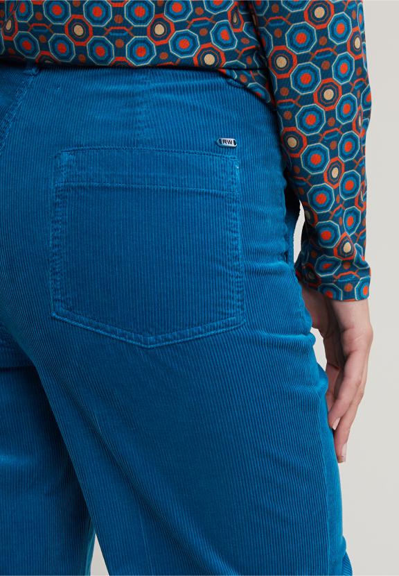 Blue High Waist Corduroy Pants - Bleu