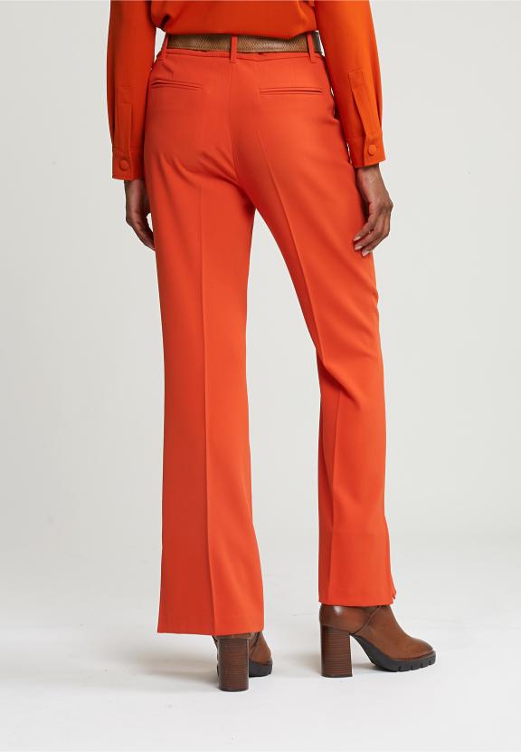 Orange Classic Pants With Side Slit - Orange