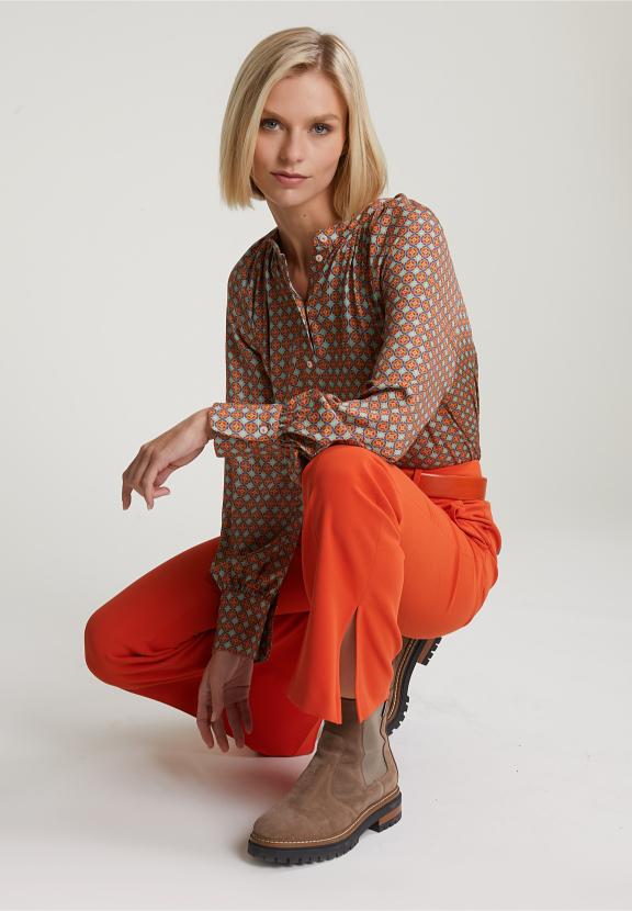 Orange/Green Fantasy Blouse With Buttons - Multi