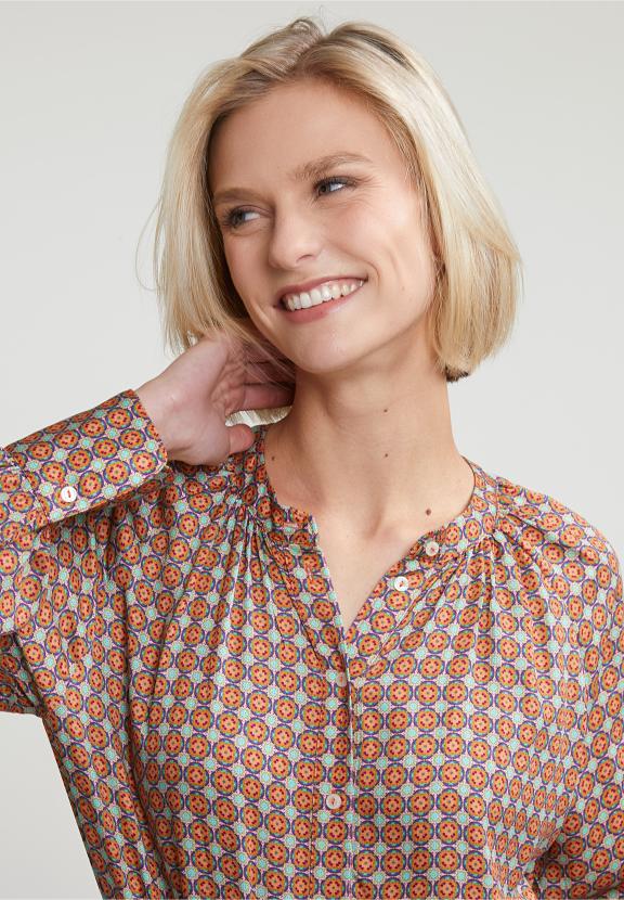 Orange/Green Fantasy Blouse With Buttons - Multi