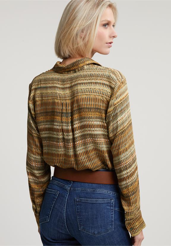 Brown/Green V-Neck Fantasy Blouse - Vert