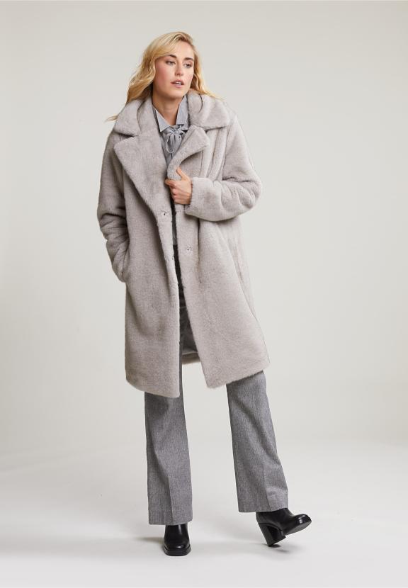 Grey Blouse Fancy Collar - Gris