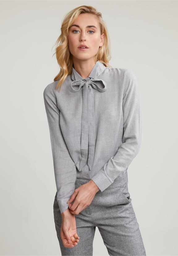 Grey Blouse Fancy Collar - Gris