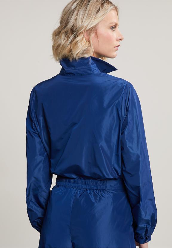 Blue Taffeta Blouse Long Sleeves - Bleu