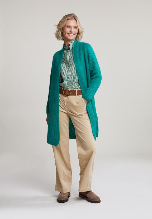 Green Long Cardigan Long Sleeves - Vert