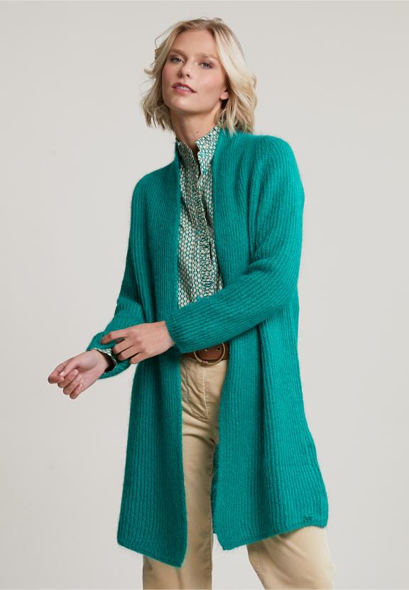 Green Long Cardigan Long Sleeves - Vert