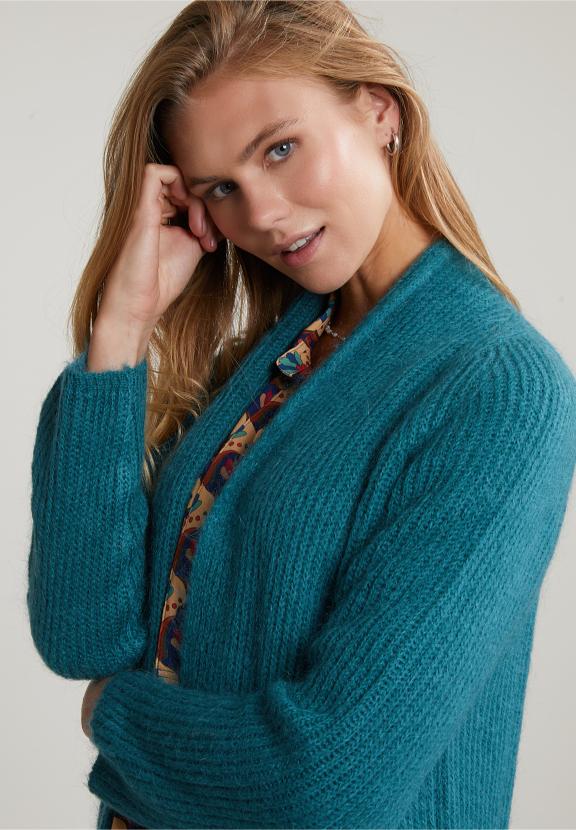 Green Long Cardigan Long Sleeves - Vert
