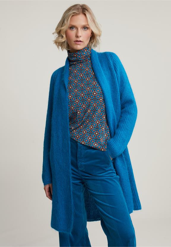Blue Long Cardigan Long Sleeves - Bleu