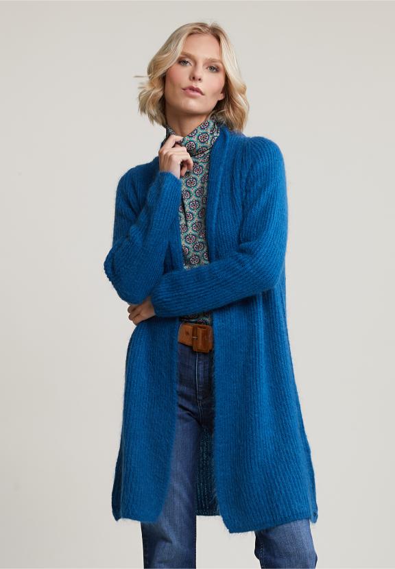 Petrol Long Cardigan Long Sleeves - Bleu