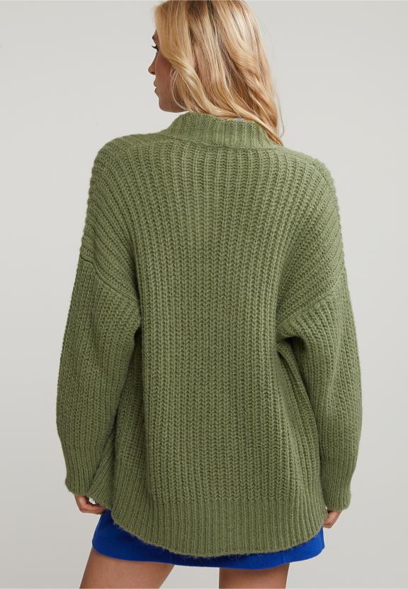 Green Short V-Neck Cardigan - Vert