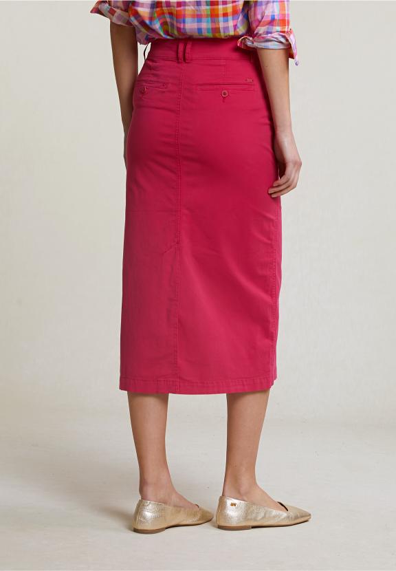 Fuchsia Midi Stretch Skirt With Split - Rose