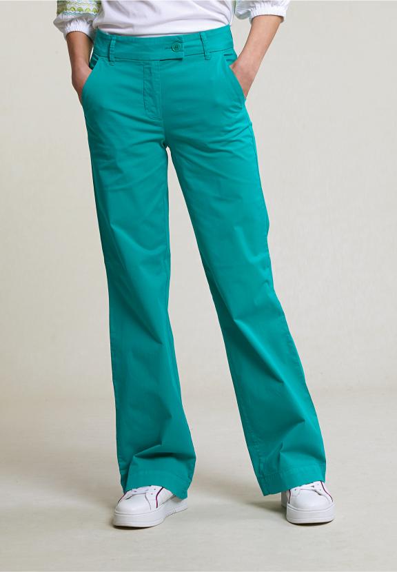 Emerald Green Straight Stretch Pants - Vert