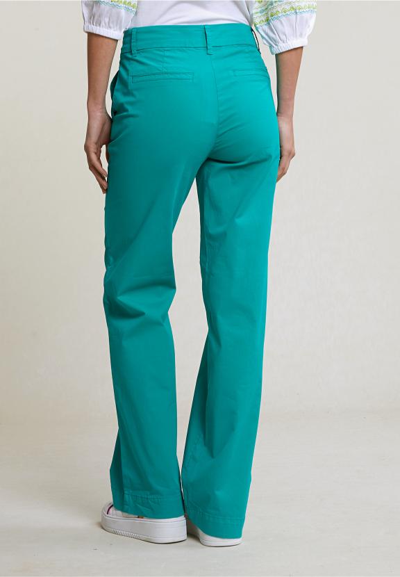Emerald Green Straight Stretch Pants - Vert