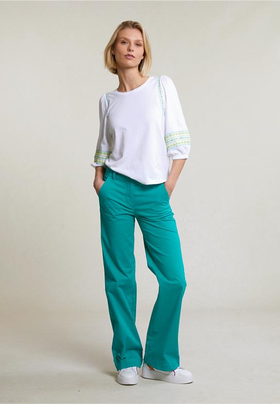Emerald Green Straight Stretch Pants - Vert