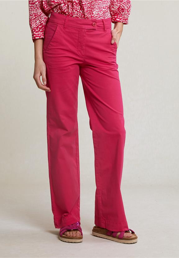 Fuchsia Straight Stretch Pants - Rose
