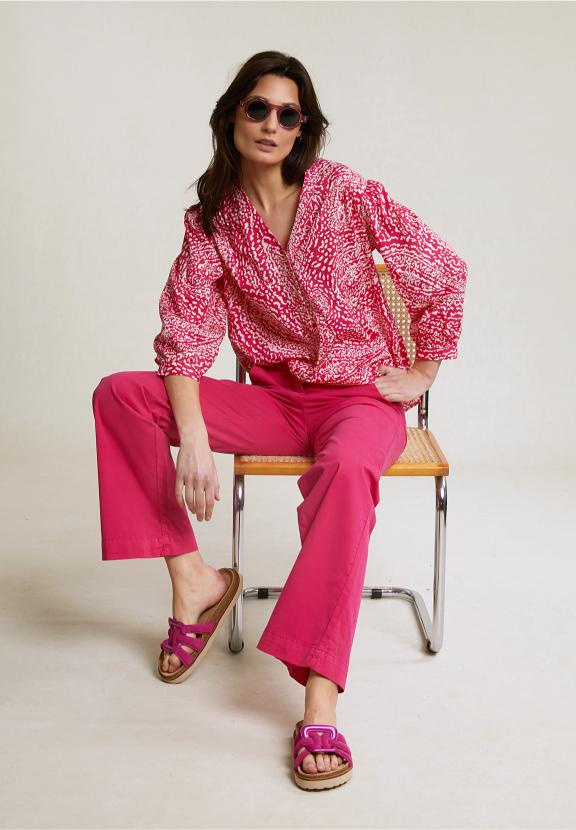 Fuchsia Straight Stretch Pants - Rose