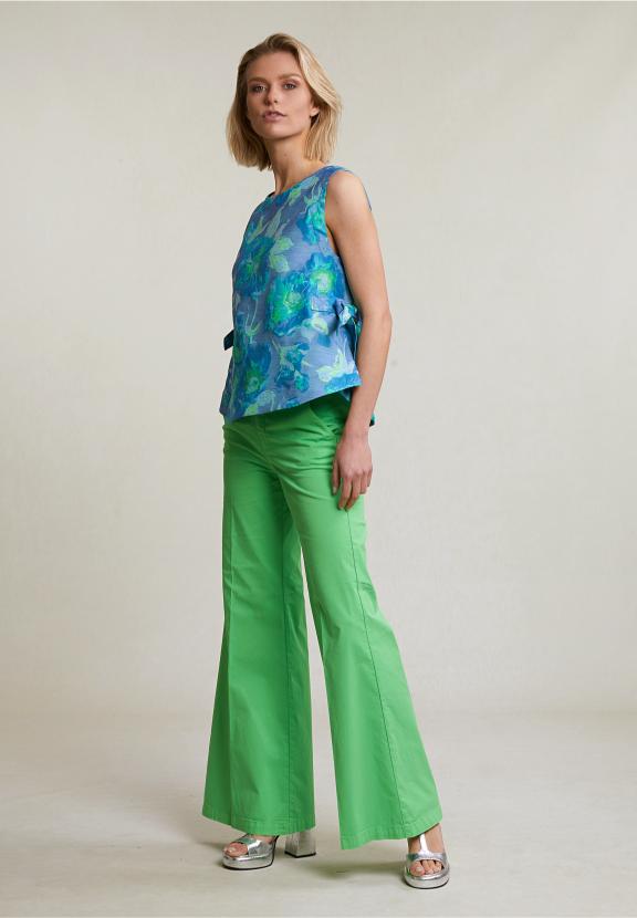 Green Basic Long Stretch Pants - Vert