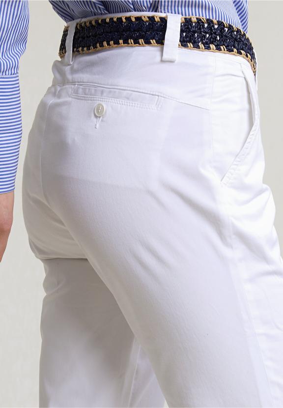 White Basic Stretch Pants - Blanc