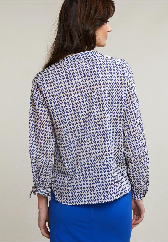 Blue/Beige Fantasy V-Neck Blouse - Mix