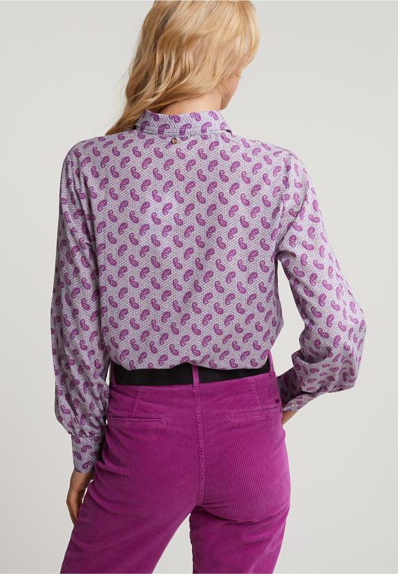 Purple Paisley Blouse Balloon Sleeves - Mix