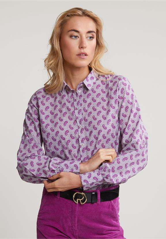 Purple Paisley Blouse Balloon Sleeves - Mix