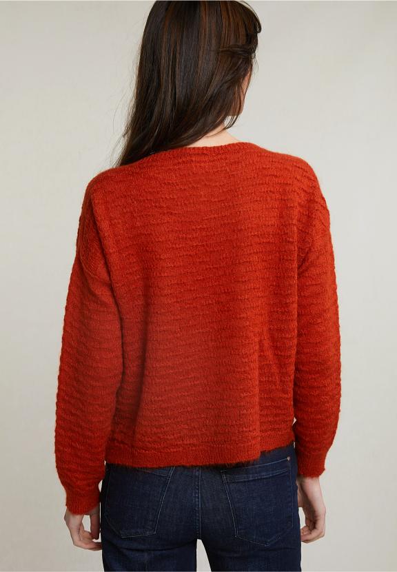 Orange Mohair Crew Neck Sweater - Orange