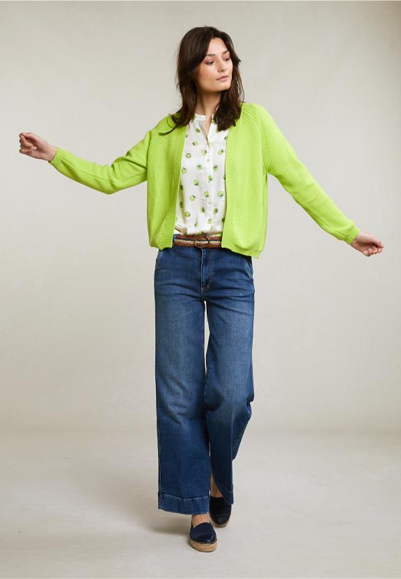 Green Basic Cardigan Long Sleeves - Vert