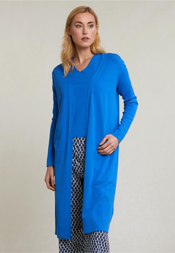 Blue Long Cardigan Long Sleeves - Bleu