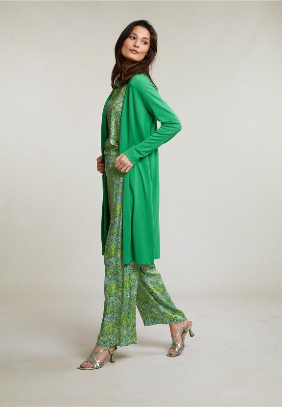 Green Long Cardigan Long Sleeves - Vert