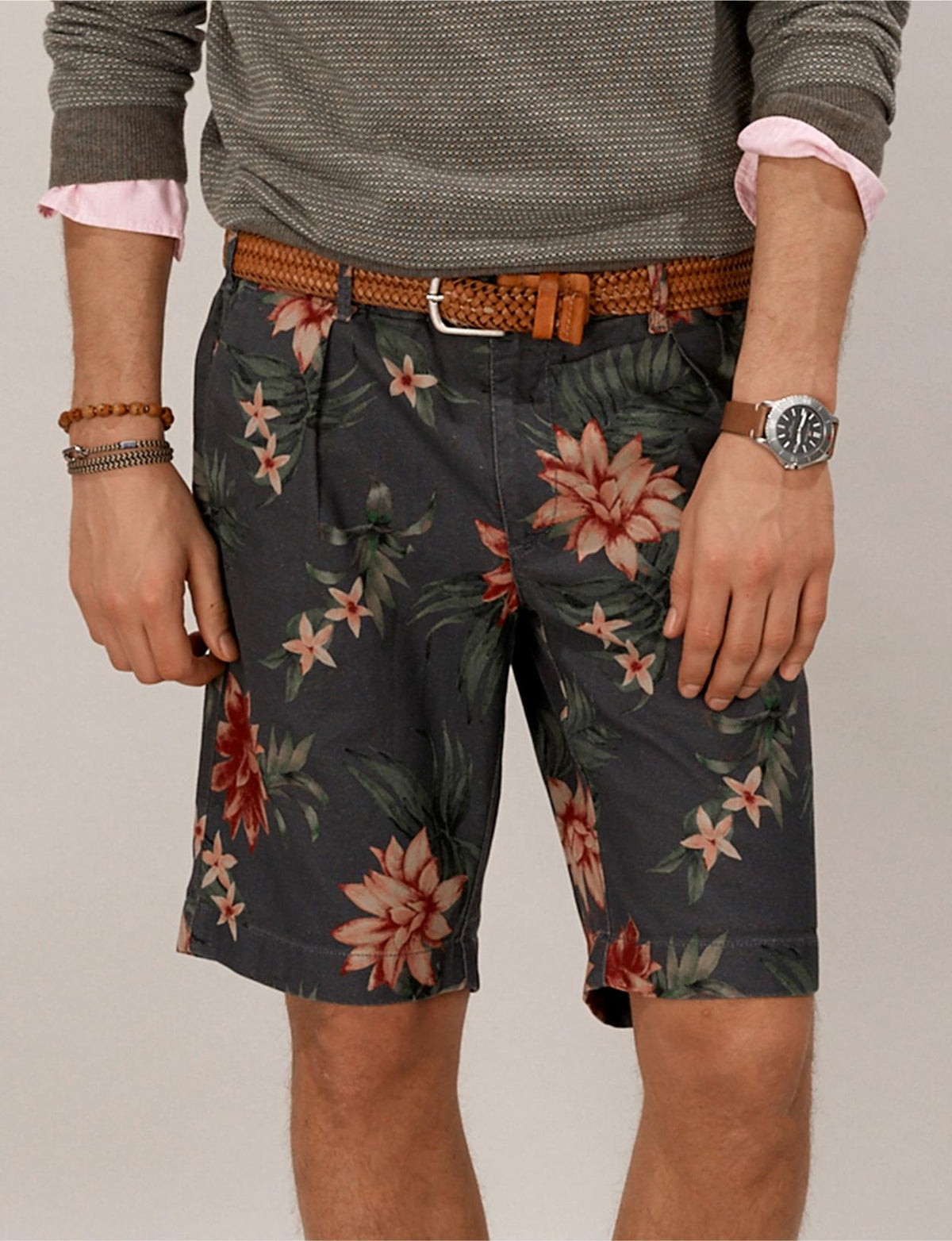 Regular Fit Cotton Shorts In Brown - Brown