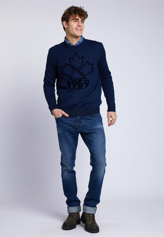 Custom Fit Round Neck Pullover - Bleu