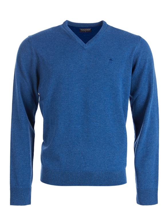 Basic V-Neck Pullover In Blue - Bleu