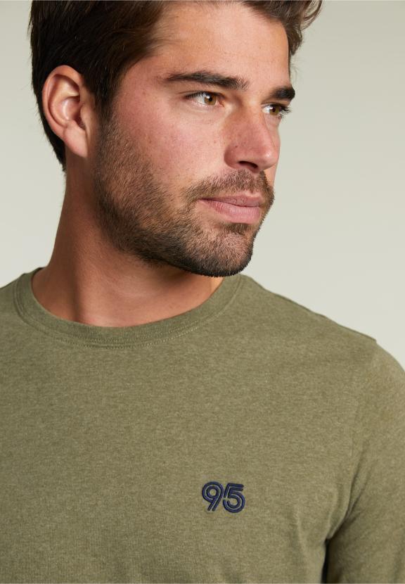 Basic Slim Fit T-Shirt In Cottage Mix - Kaki